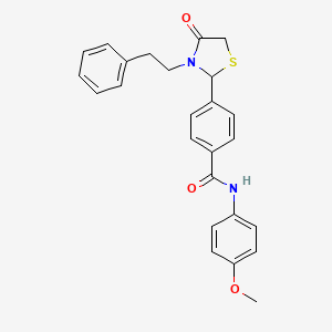 molecular formula C25H24N2O3S B11592206 N-(4-methoxyphenyl)-4-[4-oxo-3-(2-phenylethyl)-1,3-thiazolidin-2-yl]benzamide 