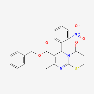 molecular formula C22H19N3O5S B11592211 benzyl 8-methyl-6-(2-nitrophenyl)-4-oxo-3,4-dihydro-2H,6H-pyrimido[2,1-b][1,3]thiazine-7-carboxylate 