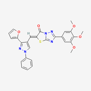 (5Z)-5-{[3-(furan-2-yl)-1-phenyl-1H-pyrazol-4-yl]methylidene}-2-(3,4,5-trimethoxyphenyl)[1,3]thiazolo[3,2-b][1,2,4]triazol-6(5H)-one