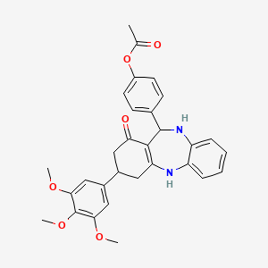 4-[1-oxo-3-(3,4,5-trimethoxyphenyl)-2,3,4,5,10,11-hexahydro-1H-dibenzo[b,e][1,4]diazepin-11-yl]phenyl acetate