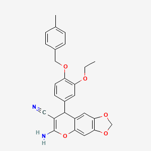 molecular formula C27H24N2O5 B11592252 6-amino-8-{3-ethoxy-4-[(4-methylbenzyl)oxy]phenyl}-8H-[1,3]dioxolo[4,5-g]chromene-7-carbonitrile 