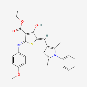 ethyl (5Z)-5-[(2,5-dimethyl-1-phenylpyrrol-3-yl)methylidene]-2-(4-methoxyanilino)-4-oxothiophene-3-carboxylate