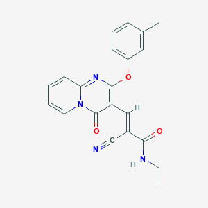 molecular formula C21H18N4O3 B11592310 (2E)-2-cyano-N-ethyl-3-[2-(3-methylphenoxy)-4-oxo-4H-pyrido[1,2-a]pyrimidin-3-yl]prop-2-enamide 