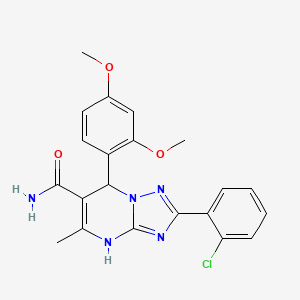 molecular formula C21H20ClN5O3 B11592329 2-(2-Chlorophenyl)-7-(2,4-dimethoxyphenyl)-5-methyl-4,7-dihydro[1,2,4]triazolo[1,5-a]pyrimidine-6-carboxamide 