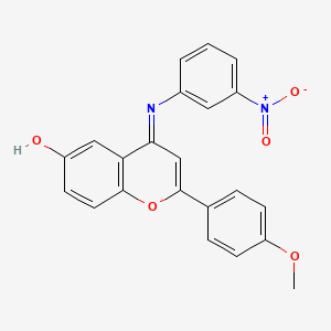 molecular formula C22H16N2O5 B11592336 (4E)-2-(4-methoxyphenyl)-4-[(3-nitrophenyl)imino]-4H-chromen-6-ol 