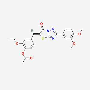 molecular formula C23H21N3O6S B11592339 4-{(Z)-[2-(3,4-dimethoxyphenyl)-6-oxo[1,3]thiazolo[3,2-b][1,2,4]triazol-5(6H)-ylidene]methyl}-2-ethoxyphenyl acetate 