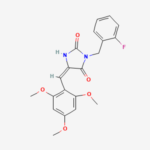 molecular formula C20H19FN2O5 B11592345 (5E)-3-(2-fluorobenzyl)-5-(2,4,6-trimethoxybenzylidene)imidazolidine-2,4-dione 