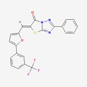 molecular formula C22H12F3N3O2S B11592352 (5Z)-2-phenyl-5-({5-[3-(trifluoromethyl)phenyl]furan-2-yl}methylidene)[1,3]thiazolo[3,2-b][1,2,4]triazol-6(5H)-one 