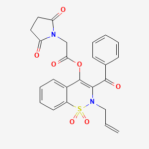 molecular formula C24H20N2O7S B11592382 1,1-dioxido-3-(phenylcarbonyl)-2-(prop-2-en-1-yl)-2H-1,2-benzothiazin-4-yl (2,5-dioxopyrrolidin-1-yl)acetate 