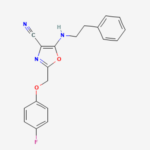 2-[(4-Fluorophenoxy)methyl]-5-[(2-phenylethyl)amino]-1,3-oxazole-4-carbonitrile