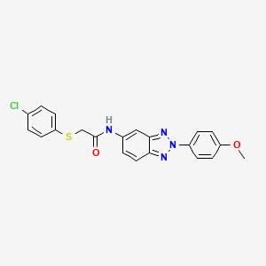 2-[(4-chlorophenyl)sulfanyl]-N-[2-(4-methoxyphenyl)-2H-benzotriazol-5-yl]acetamide