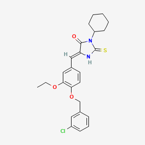 molecular formula C25H27ClN2O3S B11592458 (5Z)-5-{4-[(3-chlorobenzyl)oxy]-3-ethoxybenzylidene}-3-cyclohexyl-2-thioxoimidazolidin-4-one 