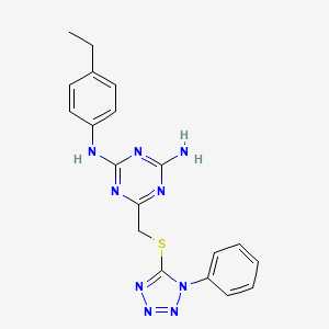 N-(4-ethylphenyl)-6-{[(1-phenyl-1H-tetrazol-5-yl)thio]methyl}-1,3,5-triazine-2,4-diamine