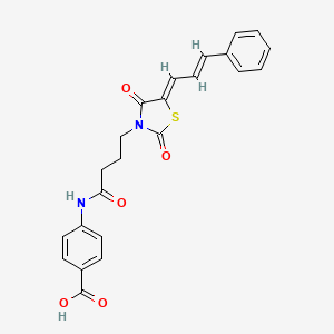 molecular formula C23H20N2O5S B11592507 4-[4-[(5Z)-2,4-dioxo-5-[(E)-3-phenylprop-2-enylidene]-1,3-thiazolidin-3-yl]butanoylamino]benzoic acid 