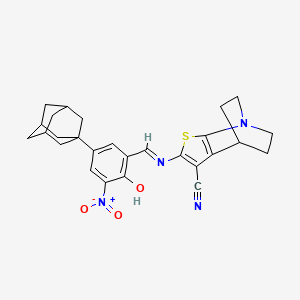 2-({(1E)-[5-(1-adamantyl)-2-hydroxy-3-nitrophenyl]methylene}amino)-5,6-dihydro-4H-4,7-ethanothieno[2,3-b]pyridine-3-carbonitrile