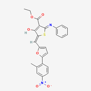 molecular formula C25H20N2O6S B11592536 ethyl (5Z)-5-{[5-(2-methyl-4-nitrophenyl)furan-2-yl]methylidene}-4-oxo-2-(phenylamino)-4,5-dihydrothiophene-3-carboxylate 