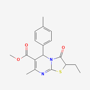 molecular formula C18H20N2O3S B11592541 methyl 2-ethyl-7-methyl-5-(4-methylphenyl)-3-oxo-2,3-dihydro-5H-[1,3]thiazolo[3,2-a]pyrimidine-6-carboxylate 