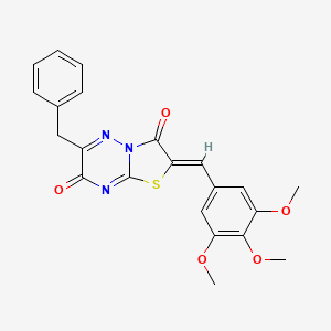 (2Z)-6-benzyl-2-(3,4,5-trimethoxybenzylidene)-7H-[1,3]thiazolo[3,2-b][1,2,4]triazine-3,7(2H)-dione