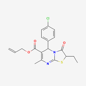 molecular formula C19H19ClN2O3S B11592559 allyl 5-(4-chlorophenyl)-2-ethyl-7-methyl-3-oxo-2,3-dihydro-5H-[1,3]thiazolo[3,2-a]pyrimidine-6-carboxylate 