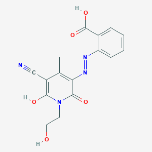 2-{(2Z)-2-[5-cyano-1-(2-hydroxyethyl)-4-methyl-2,6-dioxo-1,6-dihydropyridin-3(2H)-ylidene]hydrazinyl}benzoic acid