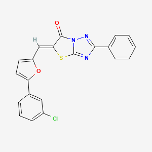 molecular formula C21H12ClN3O2S B11592599 (5Z)-5-{[5-(3-chlorophenyl)furan-2-yl]methylidene}-2-phenyl[1,3]thiazolo[3,2-b][1,2,4]triazol-6(5H)-one 