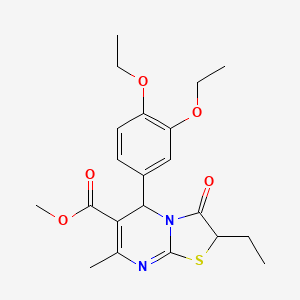 molecular formula C21H26N2O5S B11592611 methyl 5-(3,4-diethoxyphenyl)-2-ethyl-7-methyl-3-oxo-2,3-dihydro-5H-[1,3]thiazolo[3,2-a]pyrimidine-6-carboxylate 