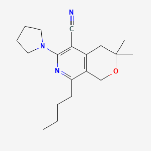 molecular formula C19H27N3O B11592630 8-butyl-3,3-dimethyl-6-(pyrrolidin-1-yl)-3,4-dihydro-1H-pyrano[3,4-c]pyridine-5-carbonitrile 