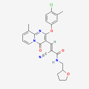 (2E)-3-[2-(4-chloro-3-methylphenoxy)-9-methyl-4-oxo-4H-pyrido[1,2-a]pyrimidin-3-yl]-2-cyano-N-(tetrahydrofuran-2-ylmethyl)prop-2-enamide