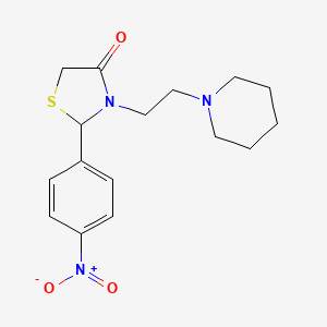 molecular formula C16H21N3O3S B11592673 2-(4-Nitrophenyl)-3-[2-(piperidin-1-yl)ethyl]-1,3-thiazolidin-4-one 