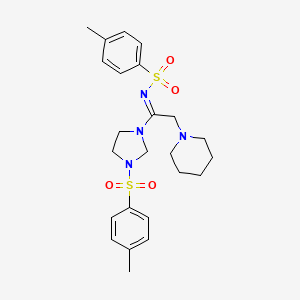 4-methyl-N-[(1E)-1-{3-[(4-methylphenyl)sulfonyl]imidazolidin-1-yl}-2-(piperidin-1-yl)ethylidene]benzenesulfonamide