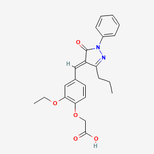 {2-ethoxy-4-[(E)-(5-oxo-1-phenyl-3-propyl-1,5-dihydro-4H-pyrazol-4-ylidene)methyl]phenoxy}acetic acid