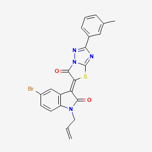 (3Z)-1-allyl-5-bromo-3-[2-(3-methylphenyl)-6-oxo[1,3]thiazolo[3,2-b][1,2,4]triazol-5(6H)-ylidene]-1,3-dihydro-2H-indol-2-one