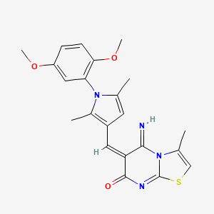 (6E)-6-{[1-(2,5-dimethoxyphenyl)-2,5-dimethyl-1H-pyrrol-3-yl]methylidene}-5-imino-3-methyl-5,6-dihydro-7H-[1,3]thiazolo[3,2-a]pyrimidin-7-one