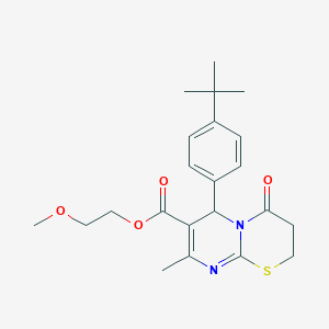 molecular formula C22H28N2O4S B11592865 2-methoxyethyl 6-(4-tert-butylphenyl)-8-methyl-4-oxo-2H,3H,4H,6H-pyrimido[2,1-b][1,3]thiazine-7-carboxylate 