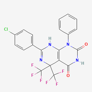 7-(4-chlorophenyl)-4-hydroxy-1-phenyl-5,5-bis(trifluoromethyl)-5,8-dihydropyrimido[4,5-d]pyrimidin-2(1H)-one