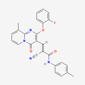 molecular formula C26H19FN4O3 B11592886 (2E)-2-cyano-3-[2-(2-fluorophenoxy)-9-methyl-4-oxo-4H-pyrido[1,2-a]pyrimidin-3-yl]-N-(4-methylphenyl)prop-2-enamide 