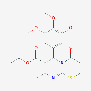 ethyl 8-methyl-4-oxo-6-(3,4,5-trimethoxyphenyl)-3,4-dihydro-2H,6H-pyrimido[2,1-b][1,3]thiazine-7-carboxylate