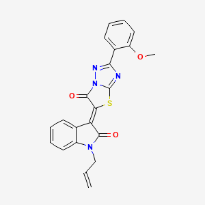 molecular formula C22H16N4O3S B11592900 (3Z)-1-allyl-3-[2-(2-methoxyphenyl)-6-oxo[1,3]thiazolo[3,2-b][1,2,4]triazol-5(6H)-ylidene]-1,3-dihydro-2H-indol-2-one 