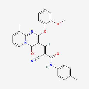 molecular formula C27H22N4O4 B11592904 (2E)-2-cyano-3-[2-(2-methoxyphenoxy)-9-methyl-4-oxo-4H-pyrido[1,2-a]pyrimidin-3-yl]-N-(4-methylphenyl)prop-2-enamide 