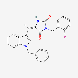 molecular formula C26H20FN3O2 B11592907 (5E)-5-[(1-benzyl-1H-indol-3-yl)methylidene]-3-(2-fluorobenzyl)imidazolidine-2,4-dione 