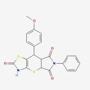 8-(4-methoxyphenyl)-11-phenyl-2,6-dithia-4,11-diazatricyclo[7.3.0.03,7]dodec-3(7)-ene-5,10,12-trione