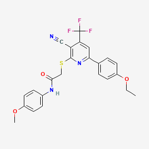 2-{[3-cyano-6-(4-ethoxyphenyl)-4-(trifluoromethyl)pyridin-2-yl]sulfanyl}-N-(4-methoxyphenyl)acetamide