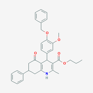 molecular formula C34H35NO5 B11592945 Propyl 4-[4-(benzyloxy)-3-methoxyphenyl]-2-methyl-5-oxo-7-phenyl-1,4,5,6,7,8-hexahydroquinoline-3-carboxylate 