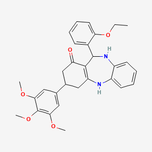 molecular formula C30H32N2O5 B11592955 11-(2-ethoxyphenyl)-3-(3,4,5-trimethoxyphenyl)-2,3,4,5,10,11-hexahydro-1H-dibenzo[b,e][1,4]diazepin-1-one 