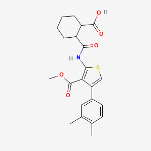 molecular formula C22H25NO5S B11592983 2-{[4-(3,4-Dimethylphenyl)-3-(methoxycarbonyl)thiophen-2-yl]carbamoyl}cyclohexanecarboxylic acid 