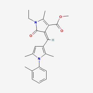 molecular formula C23H26N2O3 B11592990 methyl (4Z)-4-{[2,5-dimethyl-1-(2-methylphenyl)-1H-pyrrol-3-yl]methylidene}-1-ethyl-2-methyl-5-oxo-4,5-dihydro-1H-pyrrole-3-carboxylate 