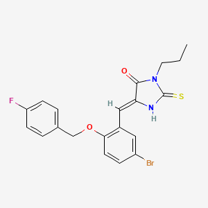 molecular formula C20H18BrFN2O2S B11593019 (5Z)-5-{5-bromo-2-[(4-fluorobenzyl)oxy]benzylidene}-3-propyl-2-thioxoimidazolidin-4-one 