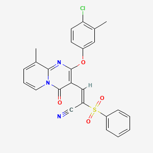 molecular formula C25H18ClN3O4S B11593036 (E)-2-Benzenesulfonyl-3-[2-(4-chloro-3-methyl-phenoxy)-9-methyl-4-oxo-4H-pyrido[1,2-a]pyrimidin-3-yl]-acrylonitrile 