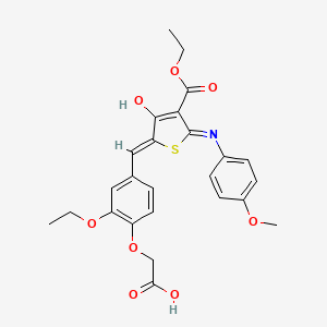 {2-ethoxy-4-[(4-(ethoxycarbonyl)-5-(4-methoxyanilino)-3-oxo-2(3H)-thienylidene)methyl]phenoxy}acetic acid