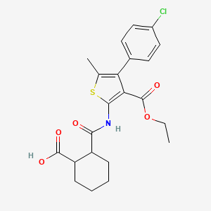 molecular formula C22H24ClNO5S B11593054 2-{[4-(4-Chlorophenyl)-3-(ethoxycarbonyl)-5-methylthiophen-2-yl]carbamoyl}cyclohexanecarboxylic acid 